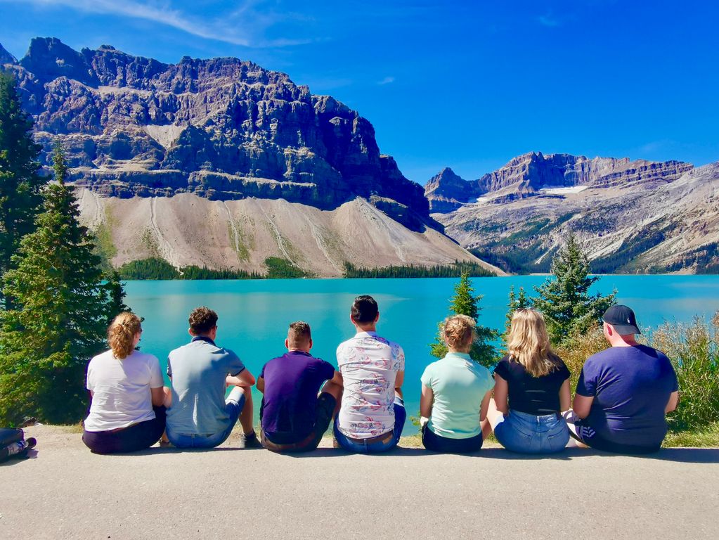 Groepsfoto Bow Lake Canada